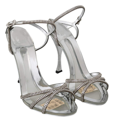 Dolce & Gabbana  Silver Crystal Ankle Strap Sandals Shoes #women, Brand_Dolce & Gabbana, Catch, Category_Shoes, Dolce & Gabbana, EU39/US8.5, feed-agegroup-adult, feed-color-silver, feed-gender-female, feed-size-US8.5, Gender_Women, Kogan, Sandals - Women - Shoes, Shoes - New Arrivals, Silver at SEYMAYKA