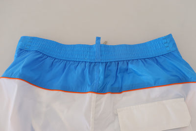 Dsquared² Blue White Logo Print Men Beachwear Shorts Swimwear