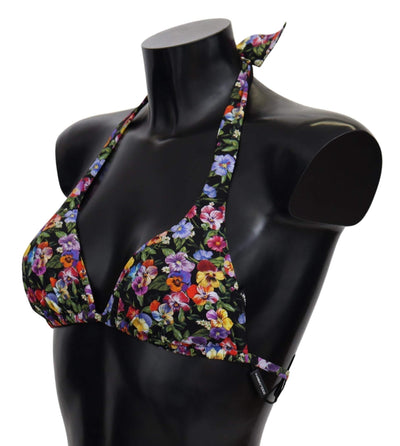 Dolce & Gabbana Black Floral Print Swimsuit Beachwear Bikini Tops #women, Black, Dolce & Gabbana, feed-agegroup-adult, feed-color-black, feed-gender-female, IT1 | XS, Swimwear - Women - Clothing, Women - New Arrivals at SEYMAYKA