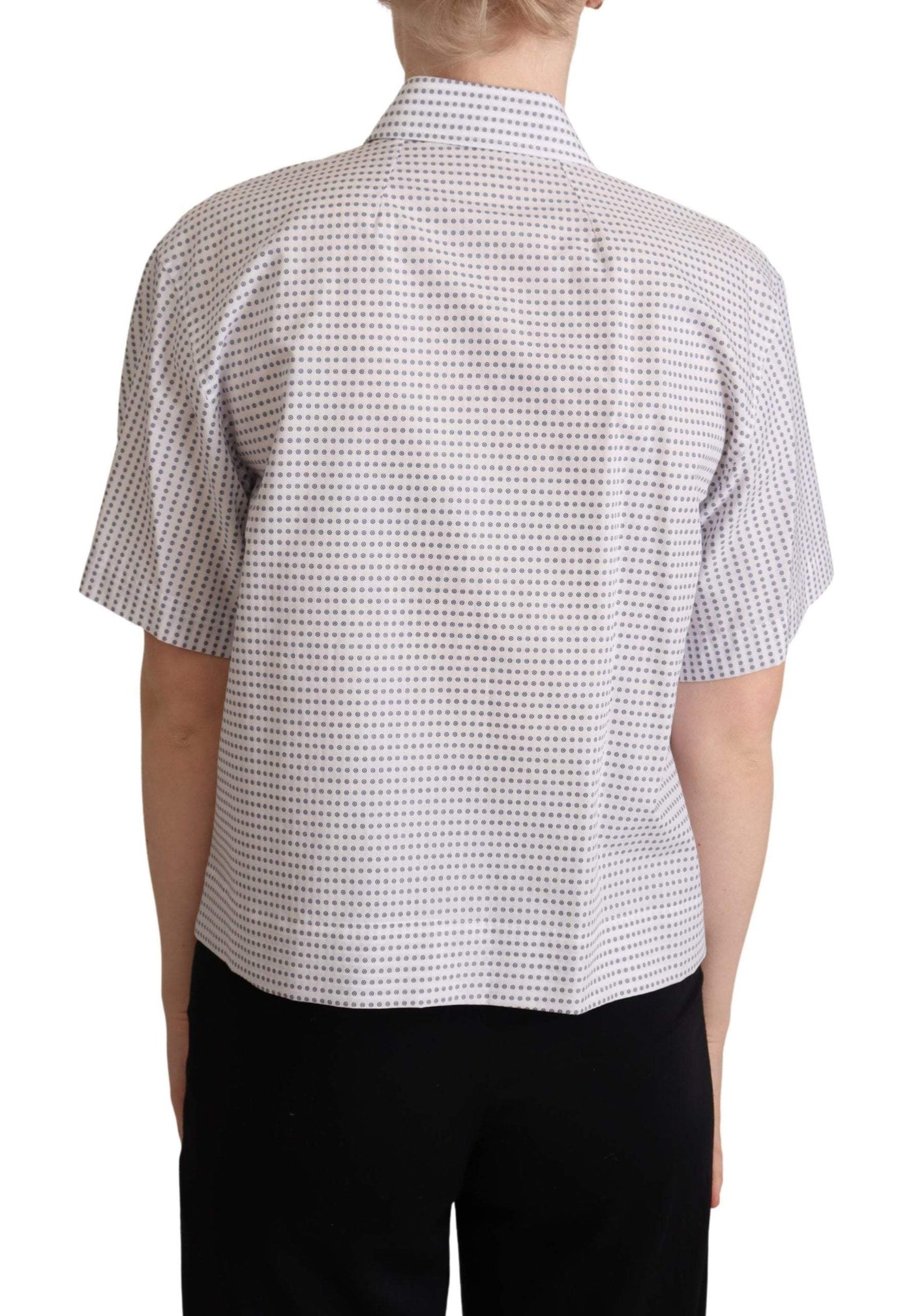Dolce & Gabbana White Polka Dots Collared Blouse Shirt Dolce & Gabbana, feed-agegroup-adult, feed-color-White, feed-gender-female, IT42|M, IT44|L, Shirts - Women - Clothing, White at SEYMAYKA