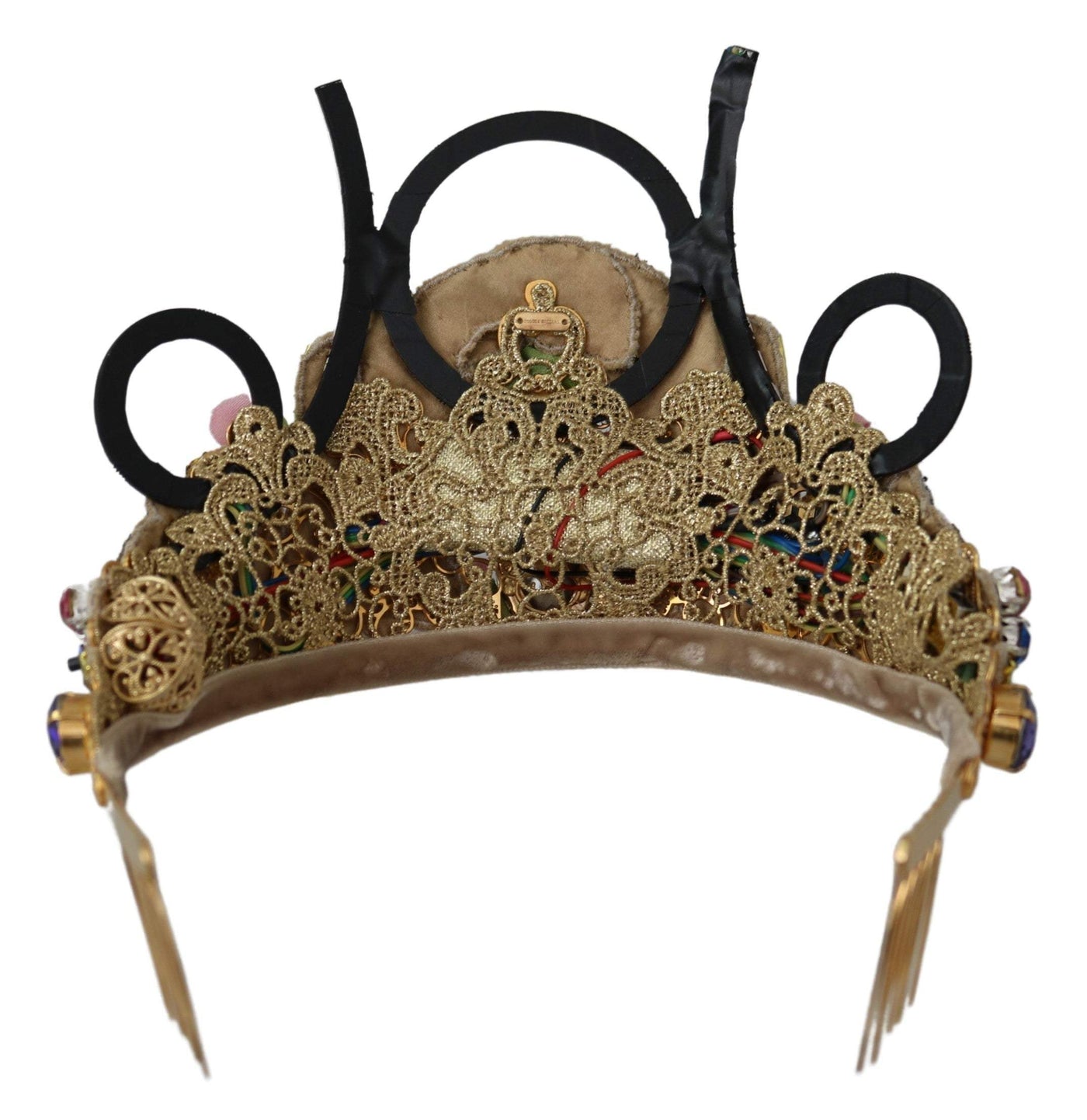 Dolce & Gabbana Gold Brass Floral Crystals LED Lights Crown Tiara Diadem #women, Accessories - New Arrivals, Dolce & Gabbana, feed-agegroup-adult, feed-color-Gold, feed-gender-female, feed-size-OS, Gold, Headbands - Women - Accessories at SEYMAYKA