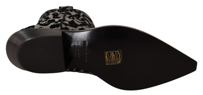Dolce & Gabbana Gray Black Leopard Cowboy Boots Shoes #women, Black, Boots - Women - Shoes, Dolce & Gabbana, EU36/US5.5, EU37/US6.5, EU38.5/US8, EU38/US7.5, EU39/US8.5, EU40/US9.5, EU41/US10.5, feed-agegroup-adult, feed-color-Black, feed-gender-female at SEYMAYKA