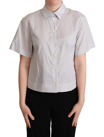 Dolce & Gabbana White Gray Polka Dots Collared Button Shirt Dolce & Gabbana, feed-agegroup-adult, feed-color-White, feed-gender-female, IT40|S, IT42|M, IT44|L, Shirts - Women - Clothing, White at SEYMAYKA