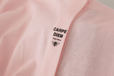 Dolce & Gabbana Pink Floral Cotton Henley Cotton  T-shirt