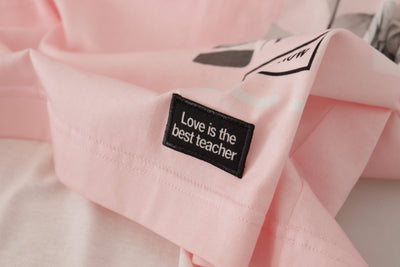 Dolce & Gabbana Pink Floral Cotton Henley Cotton  T-shirt