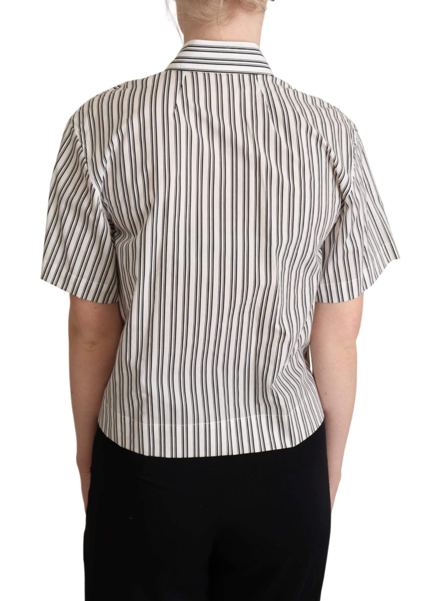 Dolce & Gabbana White Black Striped Shirt Blouse Top Black, Dolce & Gabbana, feed-agegroup-adult, feed-color-Black, feed-gender-female, IT40|S, IT42|M, IT44|L, Shirts - Women - Clothing at SEYMAYKA