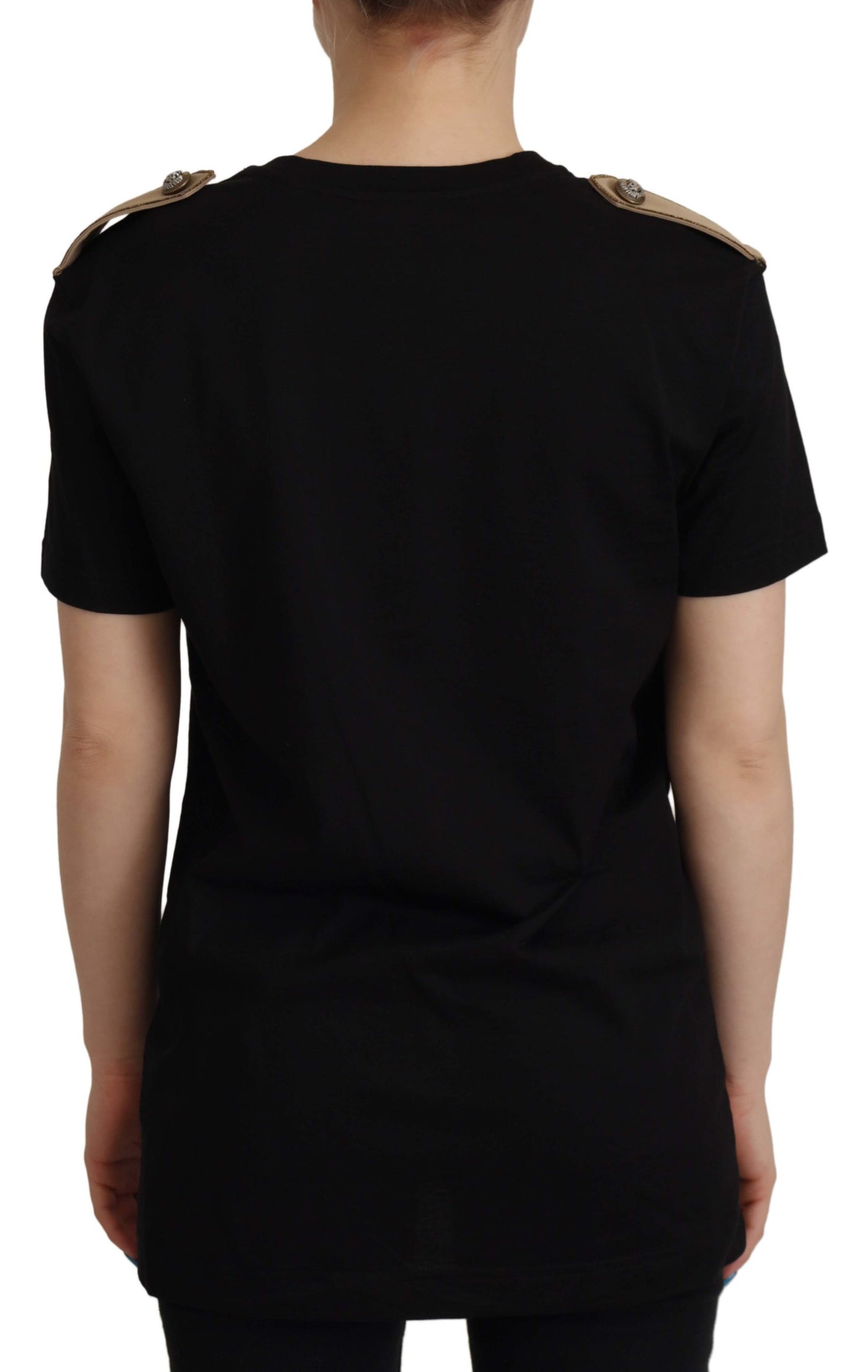 Dolce & Gabbana Black Logo Motive Crewneck Cotton T-shirt