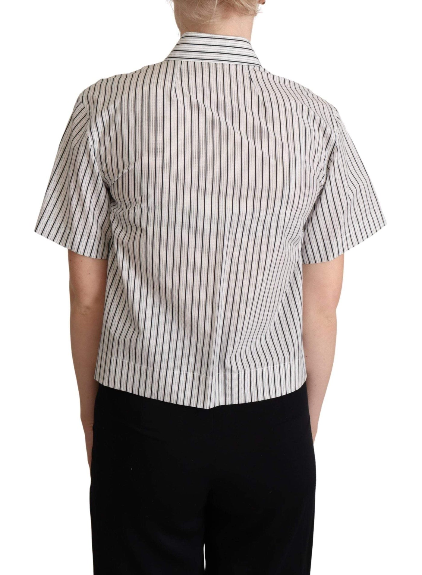 Dolce & Gabbana White Black Striped Collared Shirt Black/White, Dolce & Gabbana, feed-agegroup-adult, feed-color-Black, feed-gender-female, IT38|XS, IT40|S, IT42|M, IT44|L, IT46|XL, Shirts - Women - Clothing at SEYMAYKA