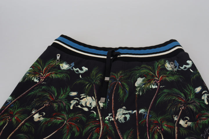 Dolce & Gabbana Black Cotton Volcano Print Casual Shorts