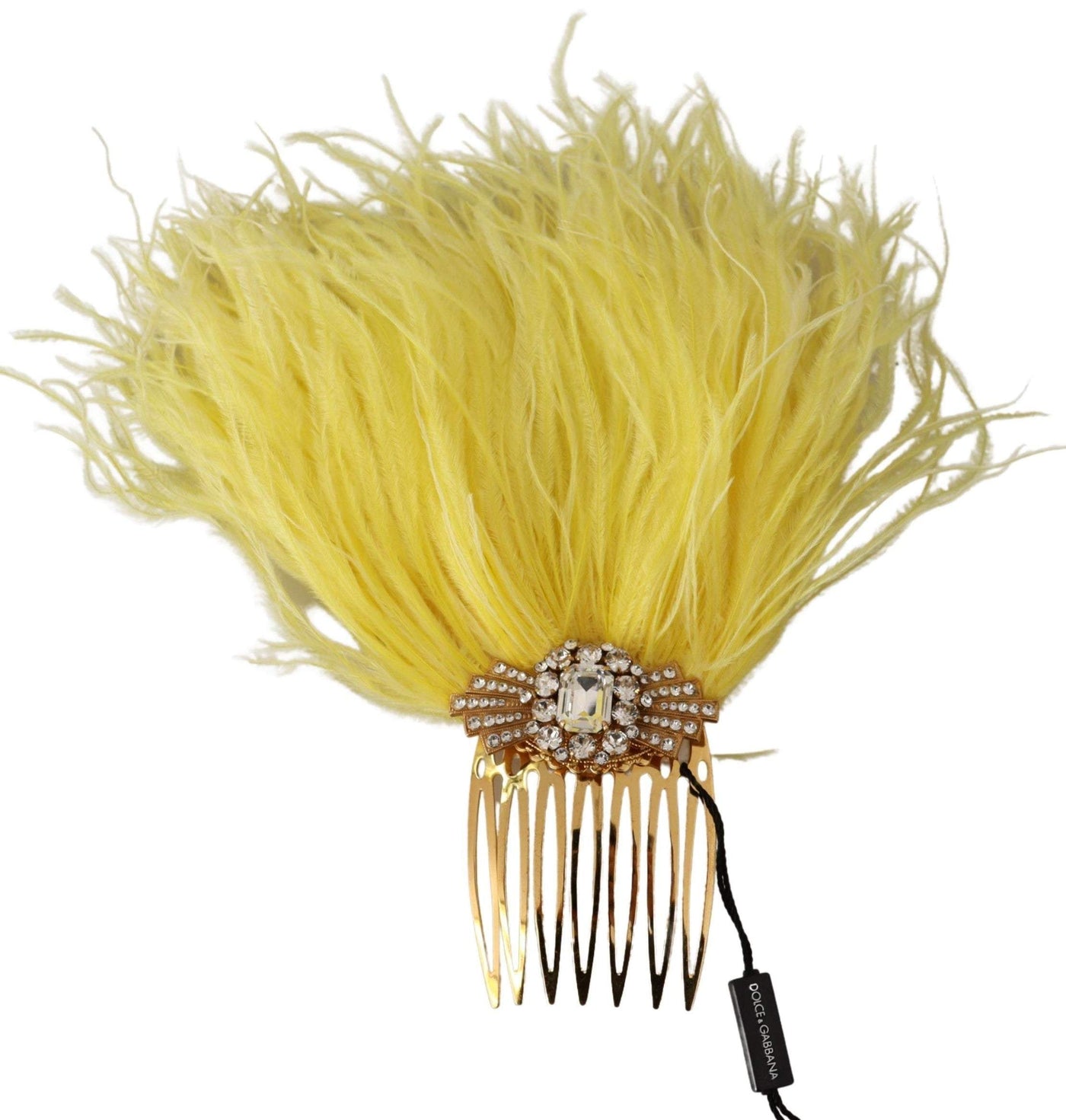 Dolce & Gabbana Gold Brass Clear Crystal Feather Comb Hair Grip Stick Dolce & Gabbana, feed-agegroup-adult, feed-color-Yellow, feed-gender-female, Others - Women - Jewelry, Yellow at SEYMAYKA