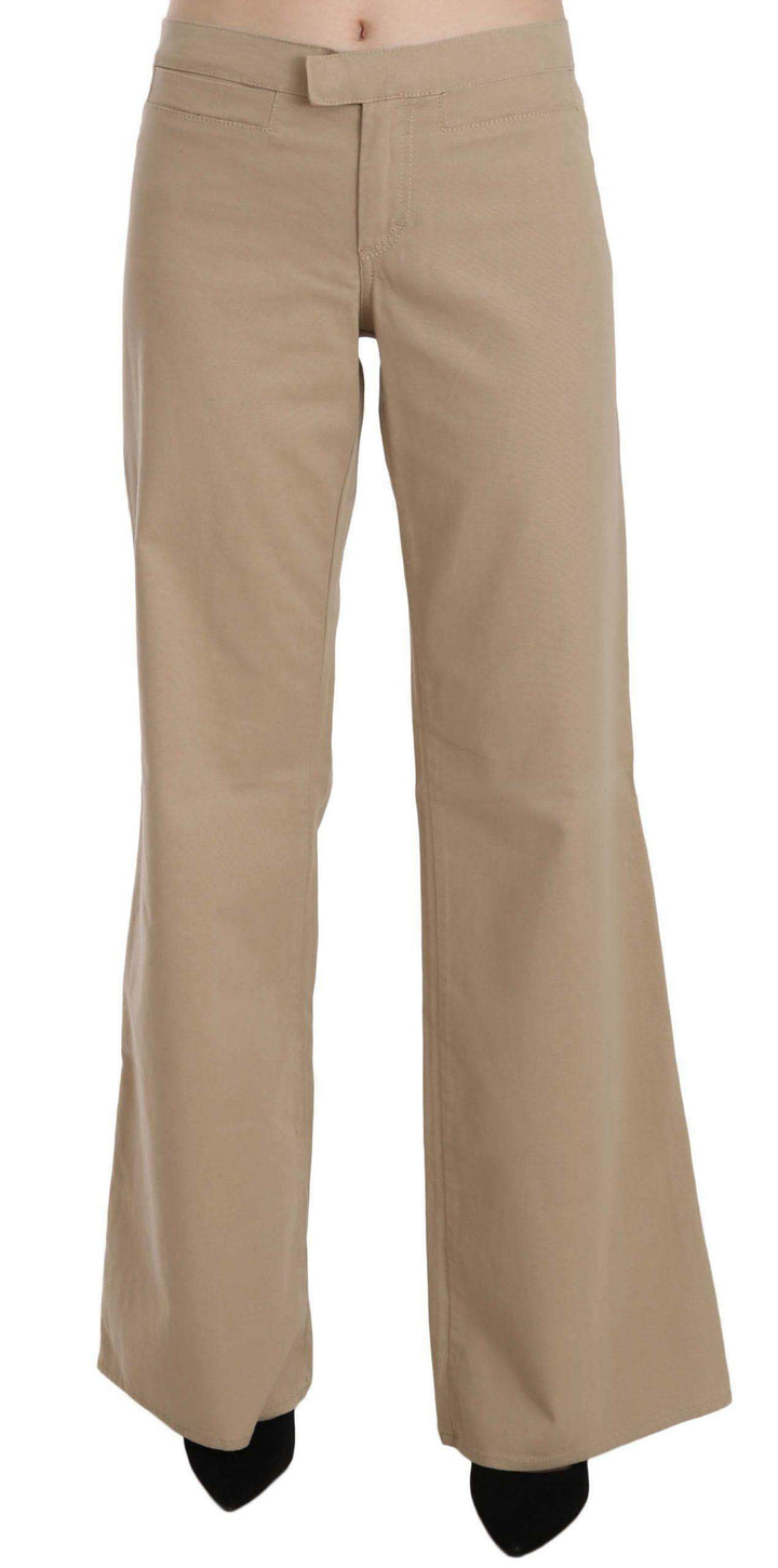 Just Cavalli  Cotton Mid Waist Flared Trousers Pants #women, Beige, Catch, feed-agegroup-adult, feed-color-beige, feed-gender-female, feed-size-IT42|M, feed-size-IT46|XL, Gender_Women, IT42|M, IT46|XL, Jeans & Pants - Women - Clothing, Just Cavalli, Kogan, Women - New Arrivals at SEYMAYKA