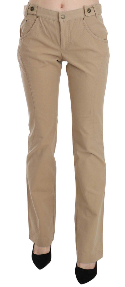 Just Cavalli  Cotton Mid Waist Straight Trousers Pants #women, Beige, Catch, feed-agegroup-adult, feed-color-beige, feed-gender-female, feed-size-IT46|XL, Gender_Women, IT44|L, IT46|XL, Jeans & Pants - Women - Clothing, Just Cavalli, Kogan, Women - New Arrivals at SEYMAYKA