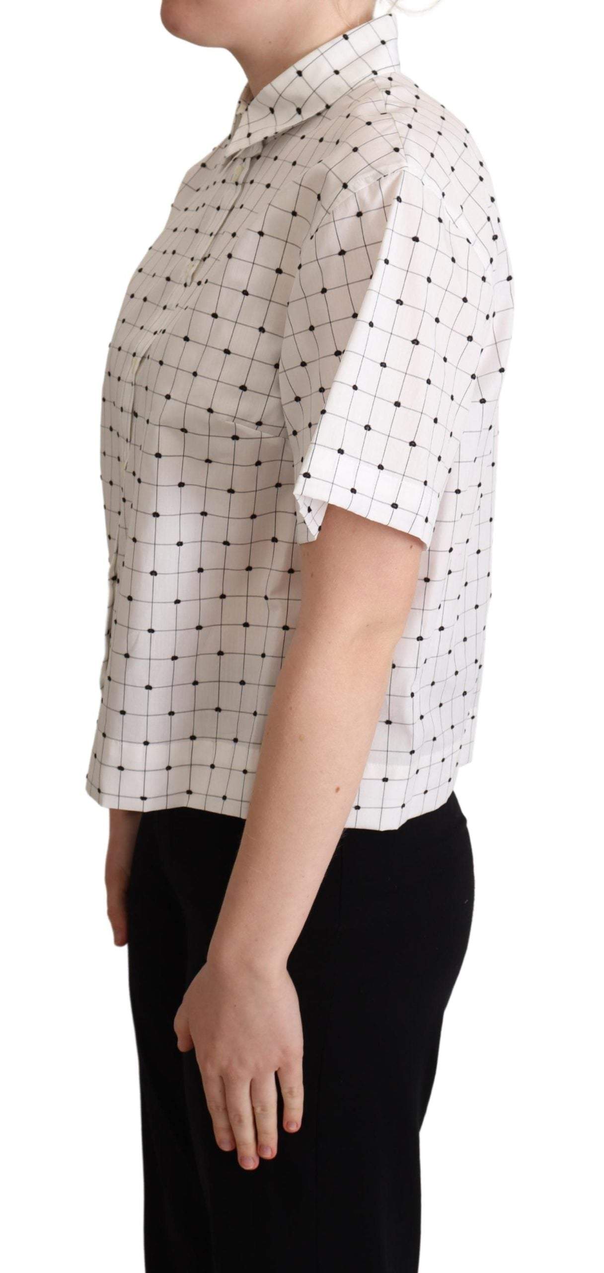 Dolce & Gabbana White Polka Dot Cotton Collared Shirt Top Dolce & Gabbana, feed-agegroup-adult, feed-color-White, feed-gender-female, IT40|S, IT42|M, IT44|L, Shirts - Women - Clothing, White at SEYMAYKA
