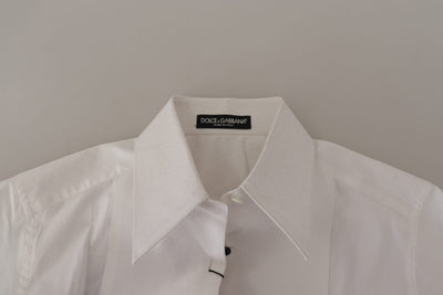 Dolce & Gabbana White Sleeveless Tuxedo Formal Blouse Top