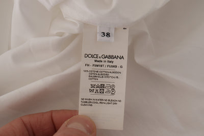 Dolce & Gabbana White Sleeveless Tuxedo Formal Blouse Top