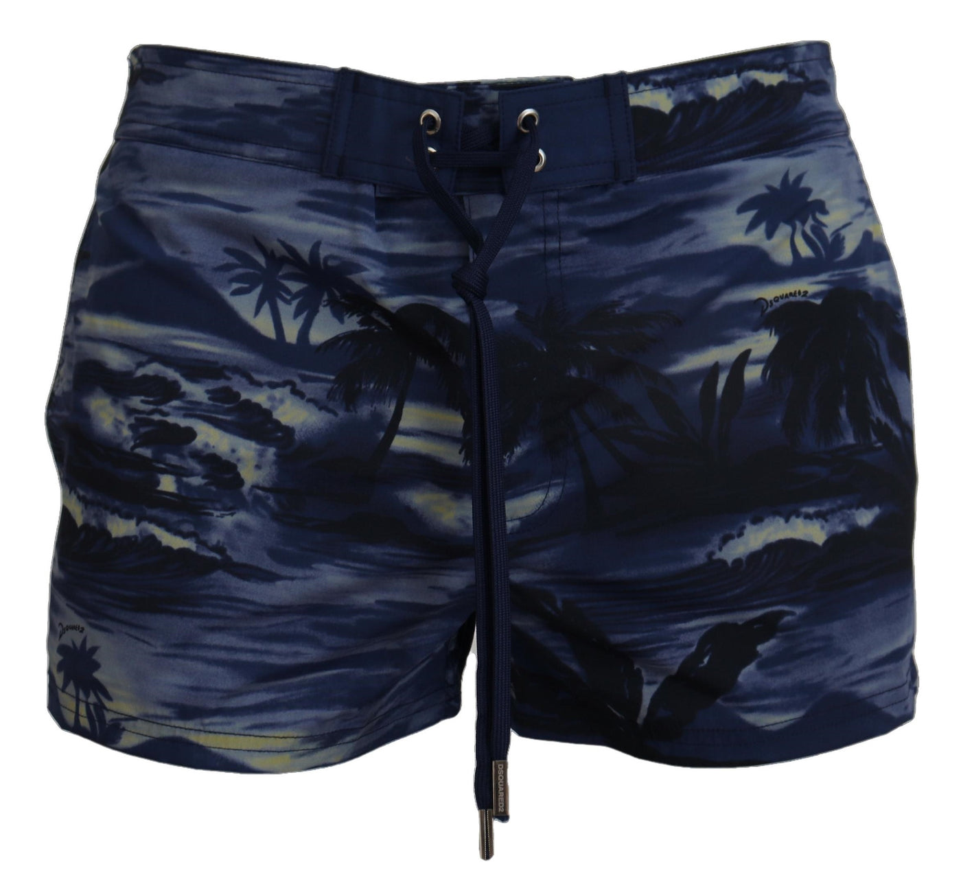 Dsquared² Blue Tropical Wave Design Beachwear Shorts Swimwear