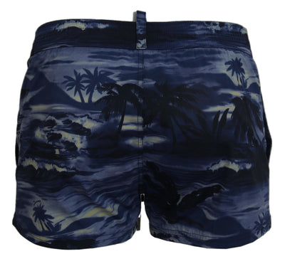 Dsquared² Blue Tropical Wave Design Beachwear Shorts Swimwear