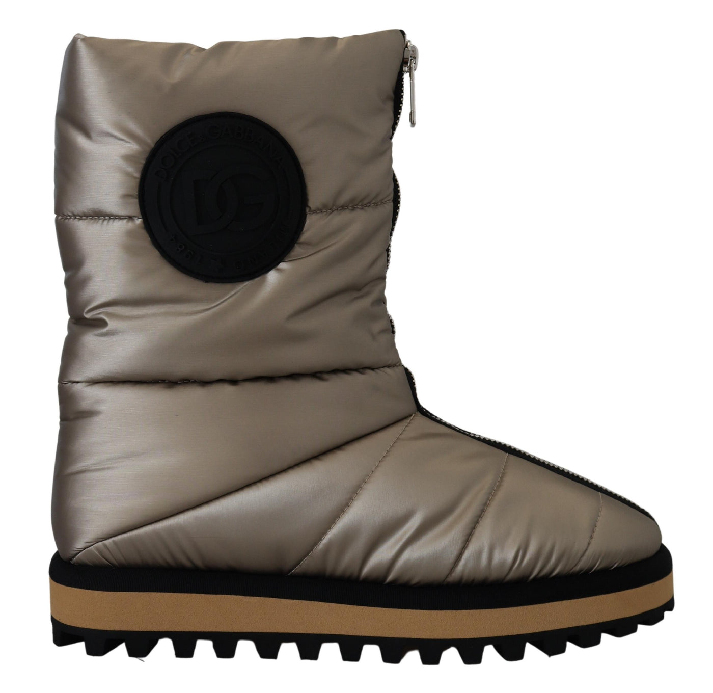 Dolce & Gabbana Silver Padded Mid Calf Winter Shoes  Boots