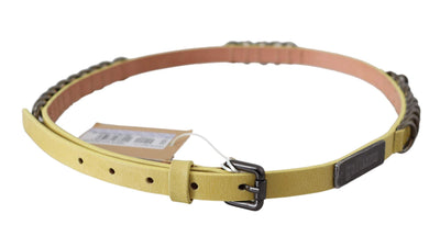 John Galliano Yellow Leather Luxury Slim Buckle Fancy Belt #women, 85 cm / 34 Inches, Accessories - New Arrivals, Belts - Women - Accessories, feed-agegroup-adult, feed-color-yellow, feed-gender-female, John Galliano, Yellow at SEYMAYKA