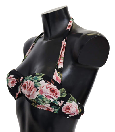 Dolce & Gabbana Black Roses Print Swimsuit Beachwear Bikini Tops #women, Black, Dolce & Gabbana, feed-agegroup-adult, feed-color-black, feed-gender-female, IT1 | XS, Swimwear - Women - Clothing, Women - New Arrivals at SEYMAYKA