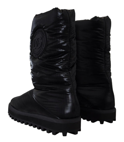 Dolce & Gabbana Black Boots Padded Mid Calf Winter Shoes
