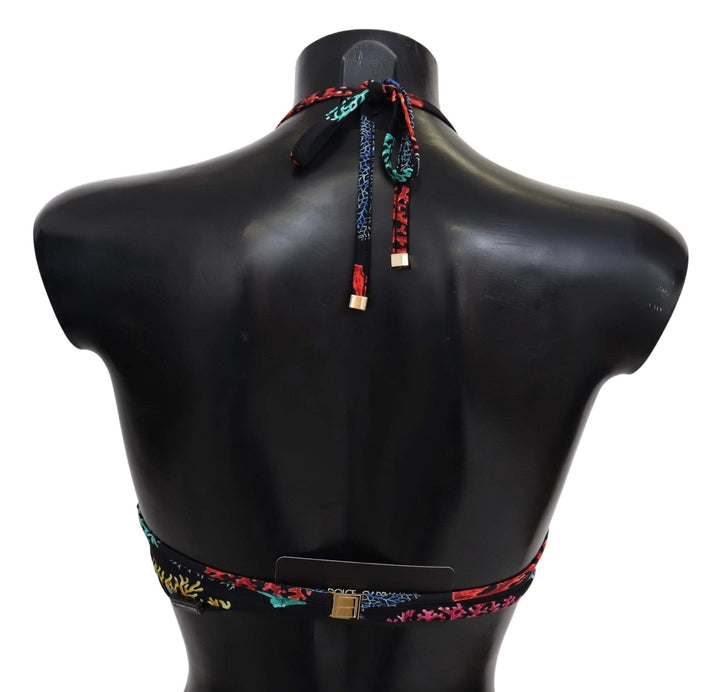 Dolce & Gabbana Black Corals Print Women Beachwear Bikini Tops #women, Black, Dolce & Gabbana, feed-agegroup-adult, feed-color-black, feed-gender-female, IT1 | XS, Swimwear - Women - Clothing, Women - New Arrivals at SEYMAYKA