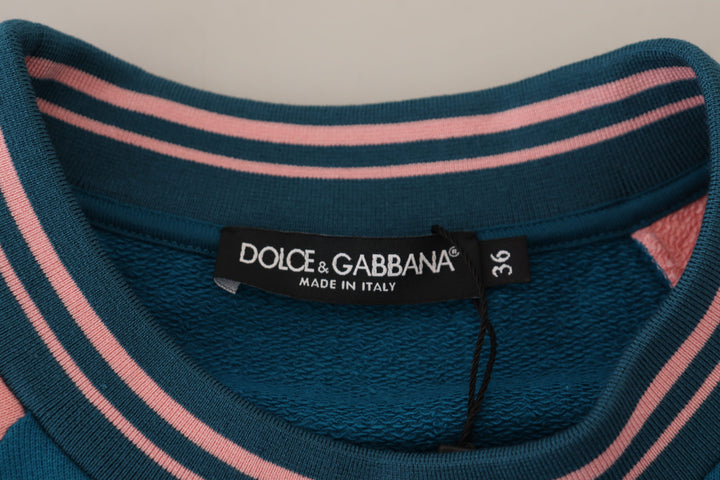 Dolce & Gabbana Blue Pink Queen Sequin Crystal Sweater