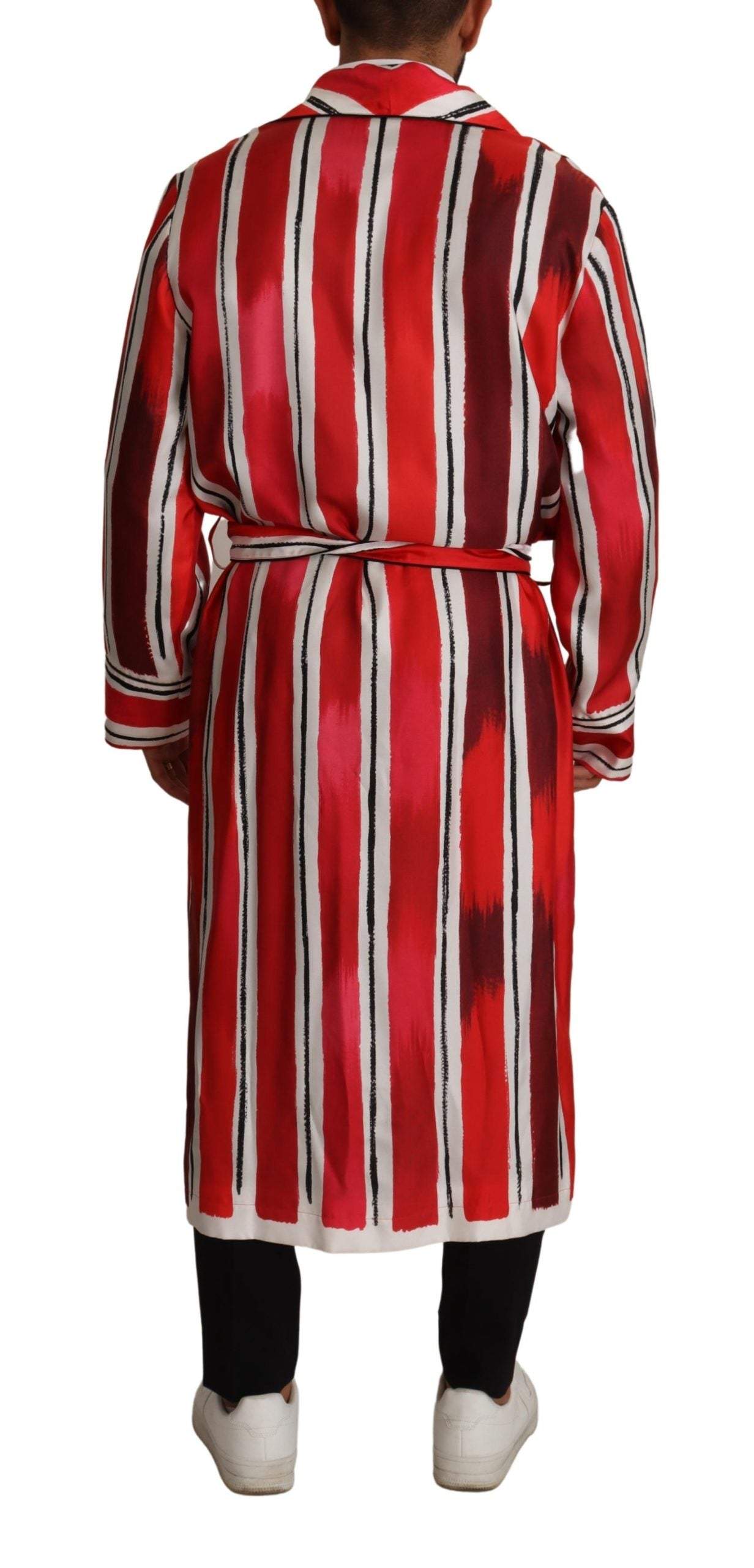 Dolce & Gabbana Red White Striped Silk  Night Gown Robe #men, Dolce & Gabbana, feed-1, IT46 | S, Red, Sleepwear - Men - Clothing at SEYMAYKA