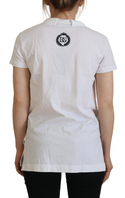 Dolce & Gabbana White Short Sleeve V-neck Cotton Top Blouse T-shirt