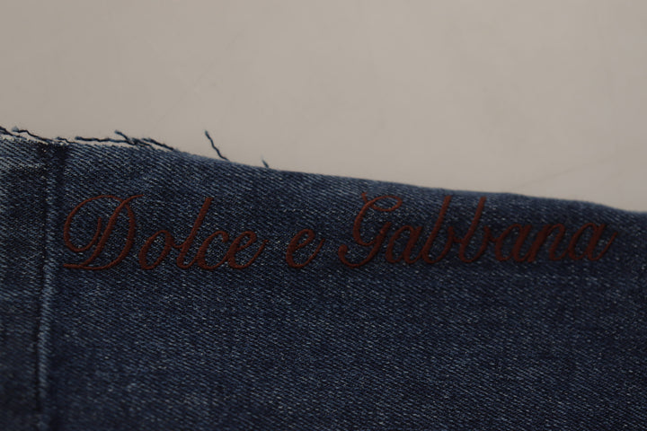 Dolce & Gabbana Multicolor Patchwork DG Fashion Wide Leg Denim Pant