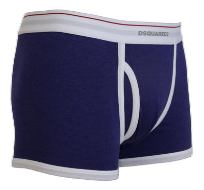 Dsquared² Blue White Logo Cotton Stretch Men Trunk Underwear