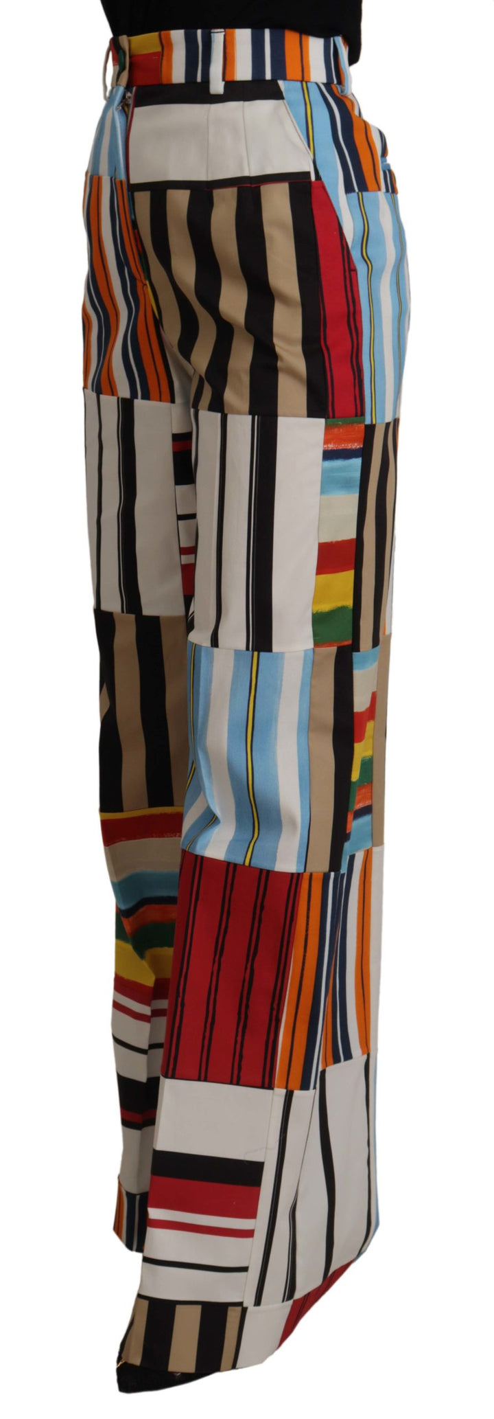 Dolce & Gabbana Multicolor Striped High Waist Cotton Pants