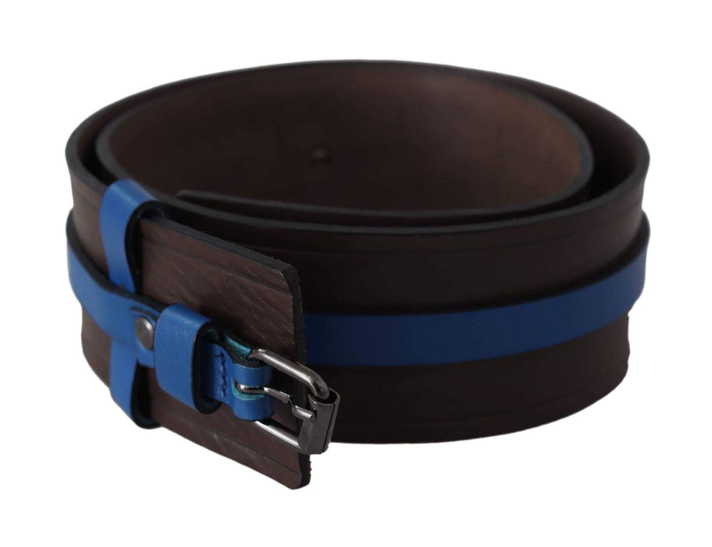 Costume National Brown Thin Blue Line Leather Buckle Belt #women, 105 cm / 42 Inches, Accessories - New Arrivals, Belts - Women - Accessories, Brown, Costume National, feed-agegroup-adult, feed-color-brown, feed-gender-female at SEYMAYKA