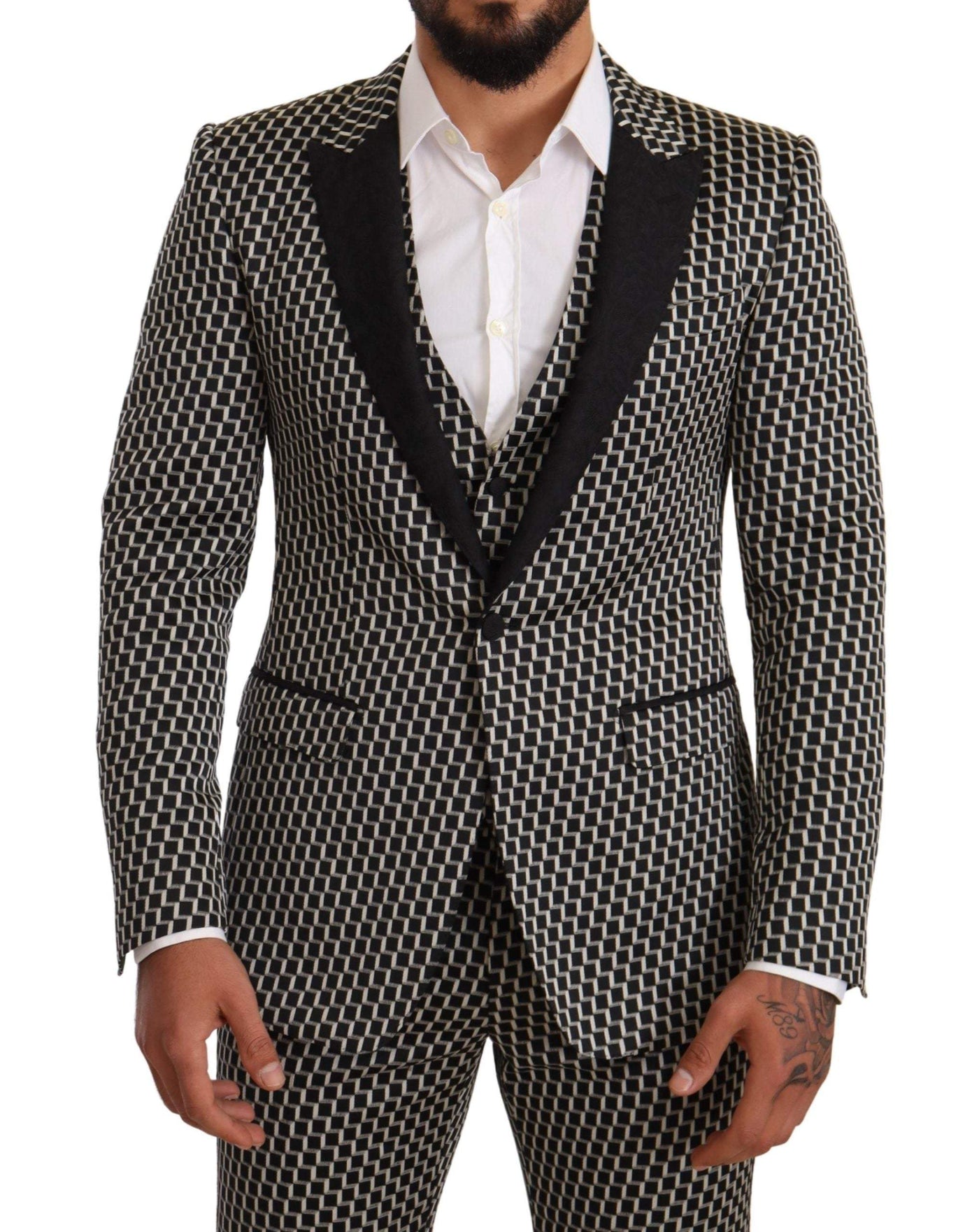 Dolce & Gabbana Black White Check 3 Piece Set MARTINI Suit #men, Black, Dolce & Gabbana, feed-agegroup-adult, feed-color-Black, feed-gender-male, IT48 | M, Suits - Men - Clothing at SEYMAYKA