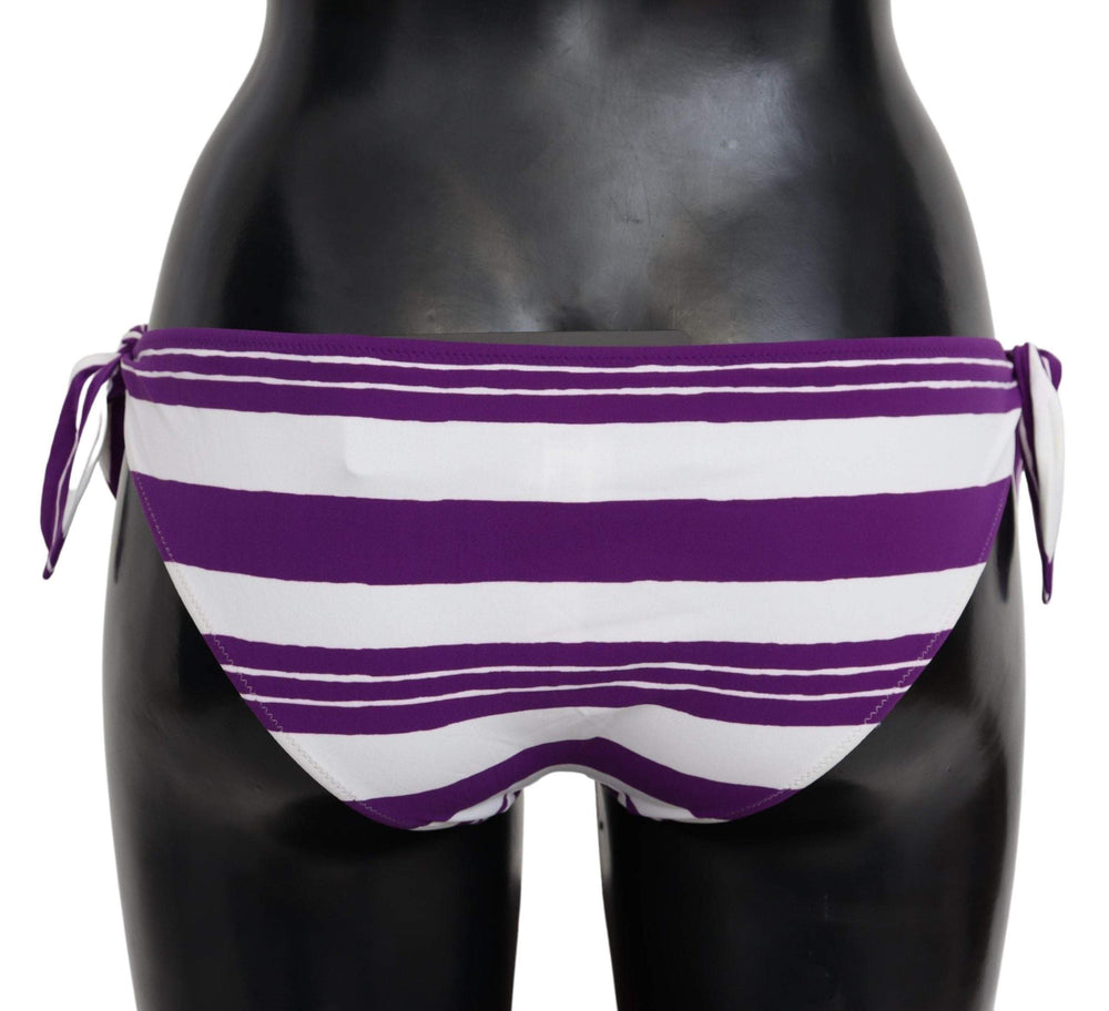 Dolce & Gabbana Purple White Stripes Beachwear Bikini Bottom #women, Dolce & Gabbana, feed-agegroup-adult, feed-color-multicolor, feed-gender-female, IT2 | S, Multicolor, Swimwear - Women - Clothing, Women - New Arrivals at SEYMAYKA