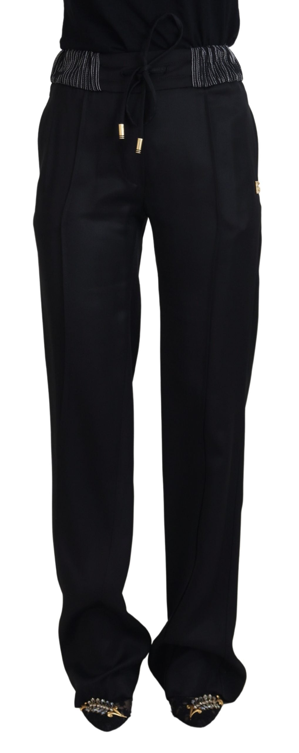 Dolce & Gabbana Black Straight Fit Cotton Pants