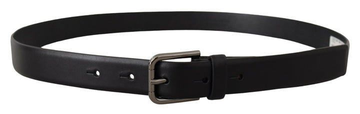 Dolce & gabbana Black Calf Leather Classic Logo Metal Buckle Belt