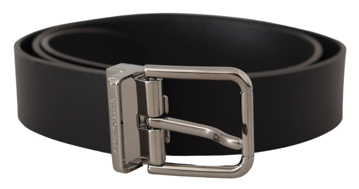 Dolce & gabbana Black Casual Calf Leather Logo Metal Buckle Belt