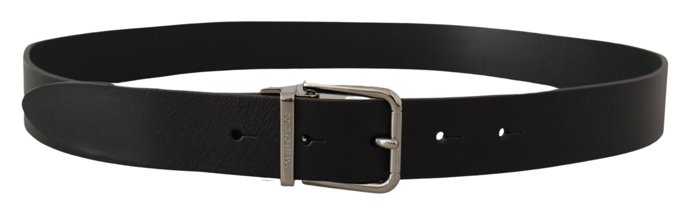 Dolce & gabbana Black Casual Calf Leather Logo Metal Buckle Belt