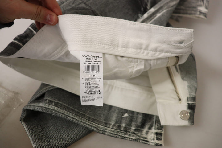 Dolce & Gabbana Grey Washed High Waist Denim Pants Cotton Jeans