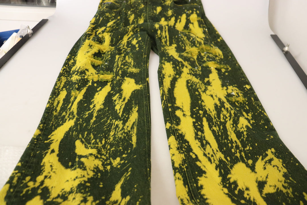 Dolce & Gabbana Yellow Tie Dye High Waist Pants Cotton Jeans
