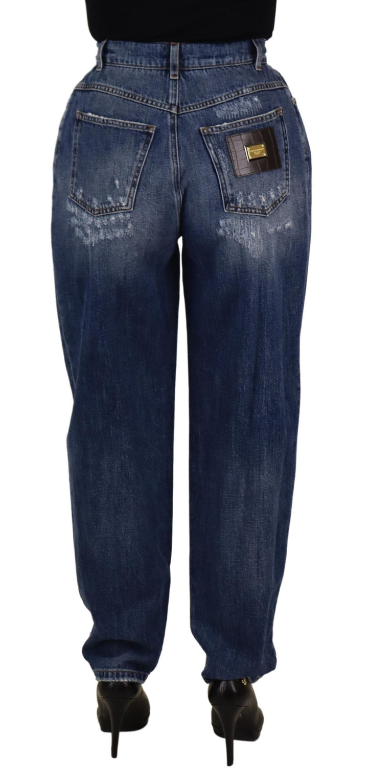 Dolce & Gabbana Blue Washed High Waist Loose Fit Pants