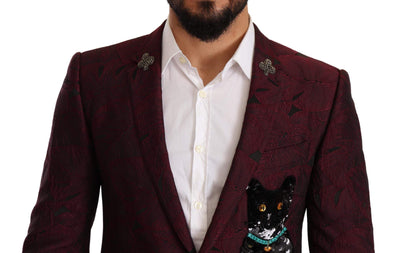 Dolce & Gabbana Maroon Cat Sequin MARTINI 2 Piece Suit #men, Dolce & Gabbana, feed-agegroup-adult, feed-color-Black, feed-gender-male, IT48 | M, Maroon and Black, Suits - Men - Clothing at SEYMAYKA