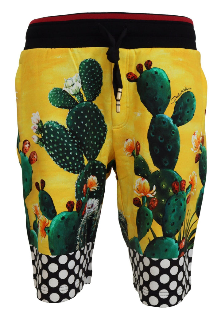 Multicolor Cactus Print Cotton Sweat Shorts