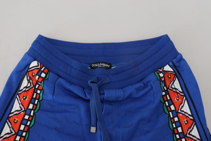 Dolce & Gabbana Blue Cotton Printed Bermuda Shorts