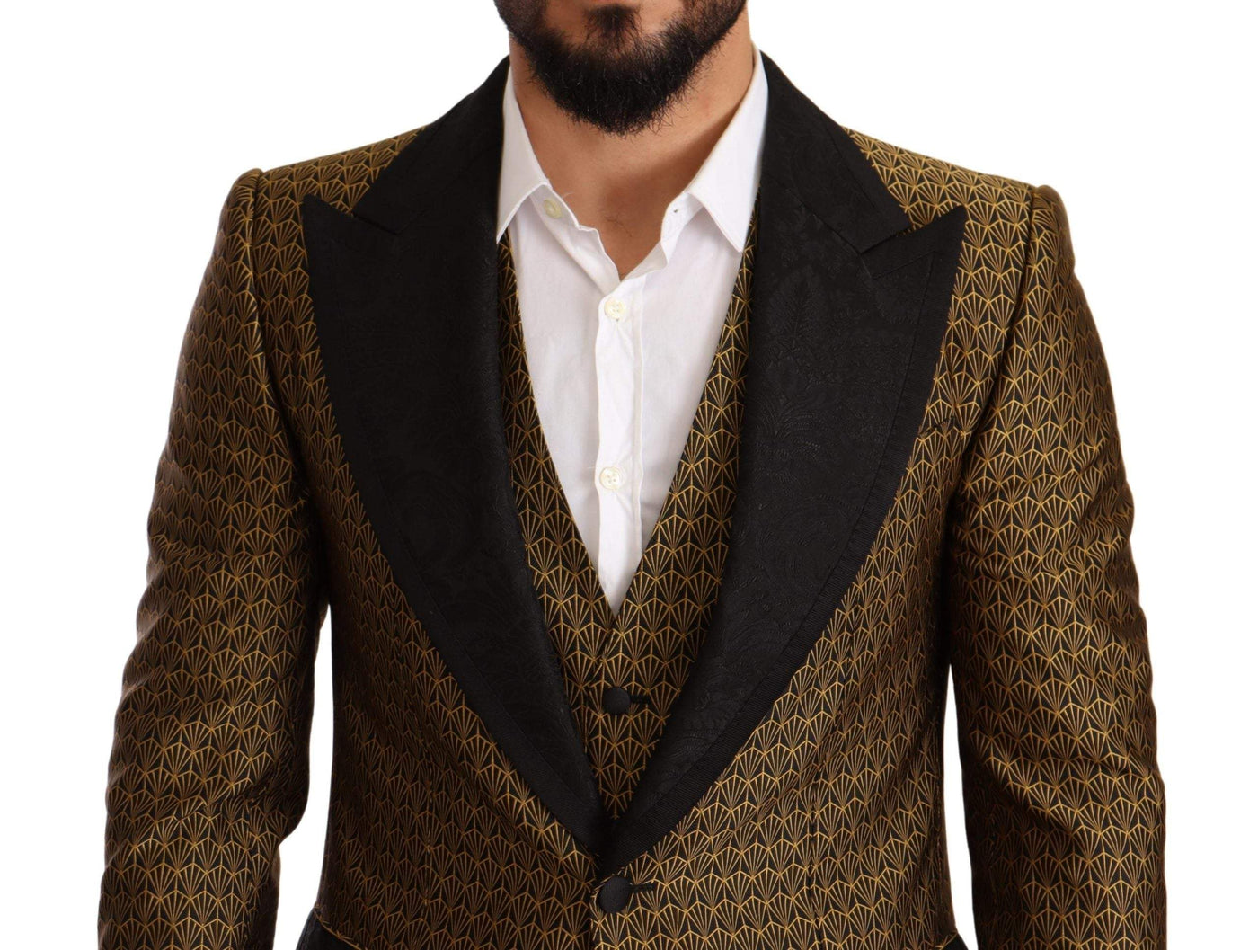 Dolce & Gabbana Black Yellow  Slim Fit 3 Piece One Button Suit #men, Dolce & Gabbana, feed-agegroup-adult, feed-color-Yellow, feed-gender-male, IT50 | L, Suits - Men - Clothing, Yellow at SEYMAYKA