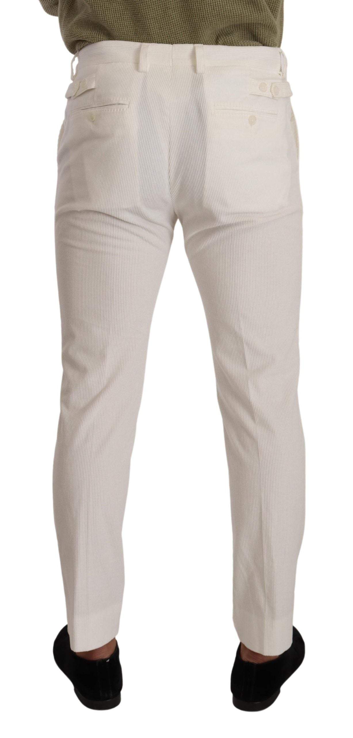 Dolce & Gabbana White Cotton Skinny Corduroy Trouser Pants #men, Dolce & Gabbana, feed-1, IT48 | M, Jeans & Pants - Men - Clothing, White at SEYMAYKA