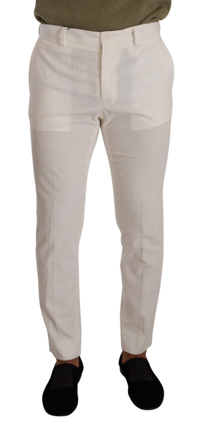 Dolce & Gabbana White Cotton Skinny Corduroy Trouser Pants #men, Dolce & Gabbana, feed-1, IT48 | M, Jeans & Pants - Men - Clothing, White at SEYMAYKA