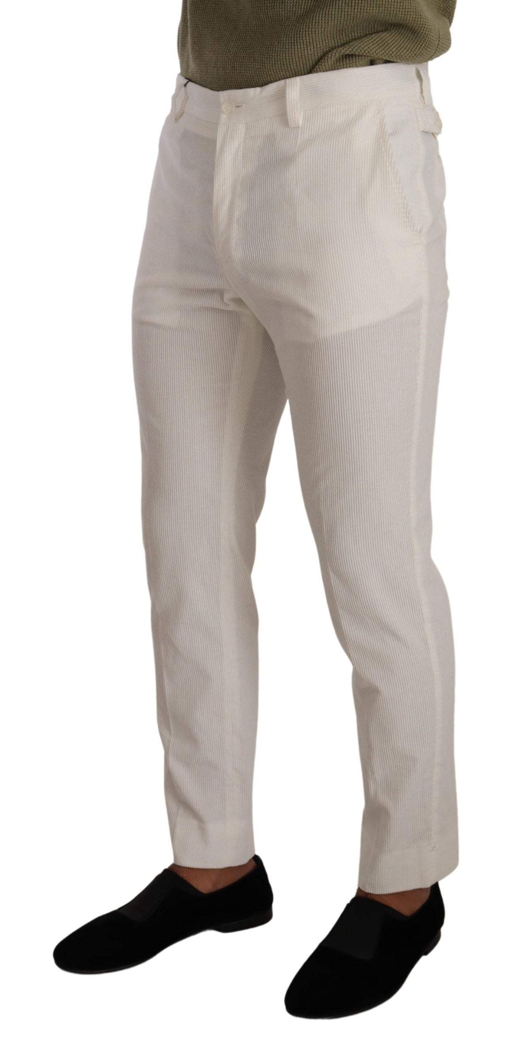 Dolce & Gabbana White Cotton Skinny Corduroy Trouser Pants #men, Dolce & Gabbana, feed-1, IT48 | M, Jeans & Pants - Men - Clothing, White at SEYMAYKA