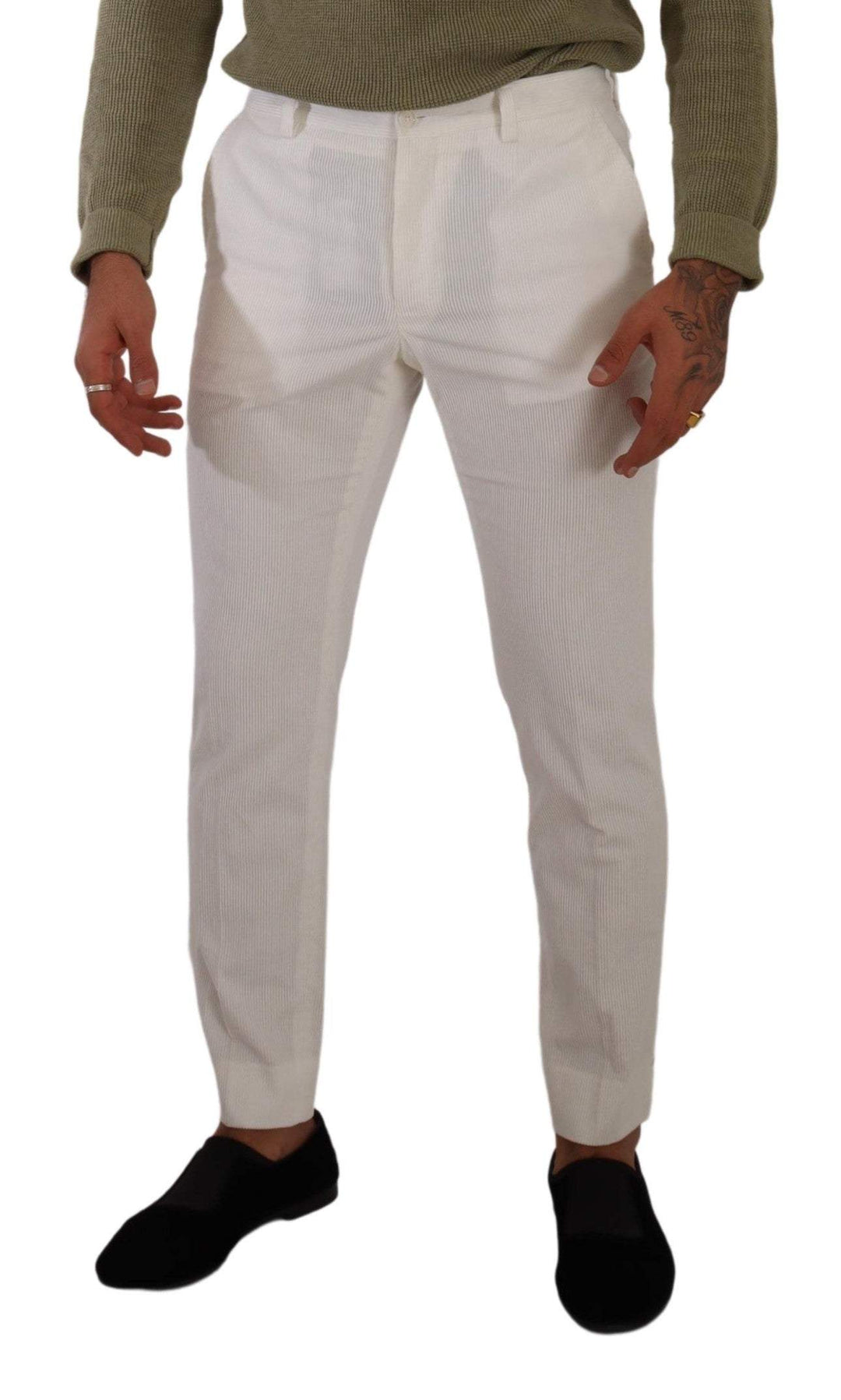 Dolce & Gabbana White Cotton Skinny Corduroy Trouser Pants #men, Dolce & Gabbana, feed-1, IT48 | M, Jeans & Pants - Men - Clothing, White at SEYMAYKA